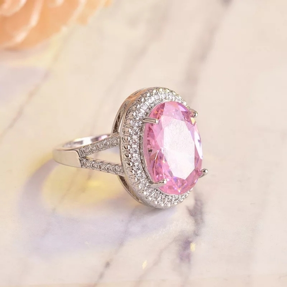 NEW Silver Romantic Pink Diamond Ring - Picture 4 of 6